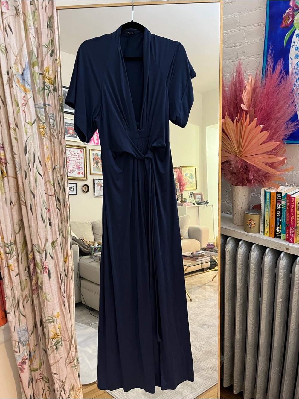 Raoul Navy Maxi Wrap Dress with Short Sleeves